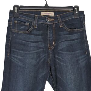 Altar'd State 28 Waist Dark Blue Distressed Knees Denim Tapered Ankle Mid Rise